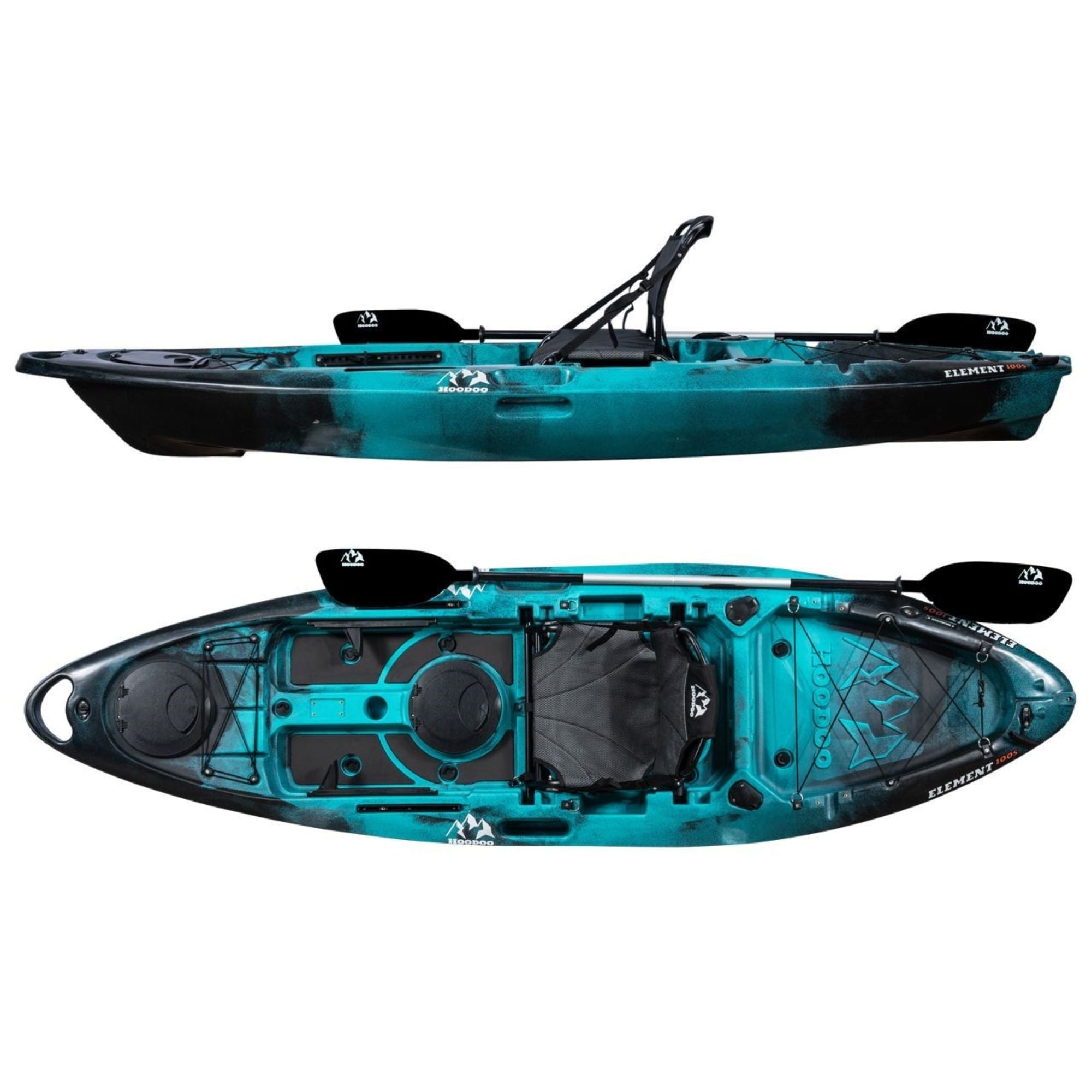  Elkton Outdoors Hard Shell Recreational Tandem Kayak, 2 or 3  Person Sit On Top Kayak Package with 2 EVA Padded Seats, Includes 2  Aluminum Paddles and Fishing Rod Holders (Camo) : Sports & Outdoors
